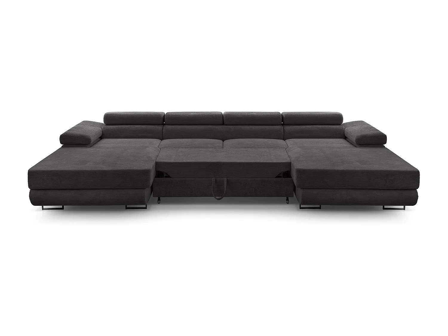 AX LIVING Arborio donkergrijze hoekbank – 352 cm met slaapfunctie