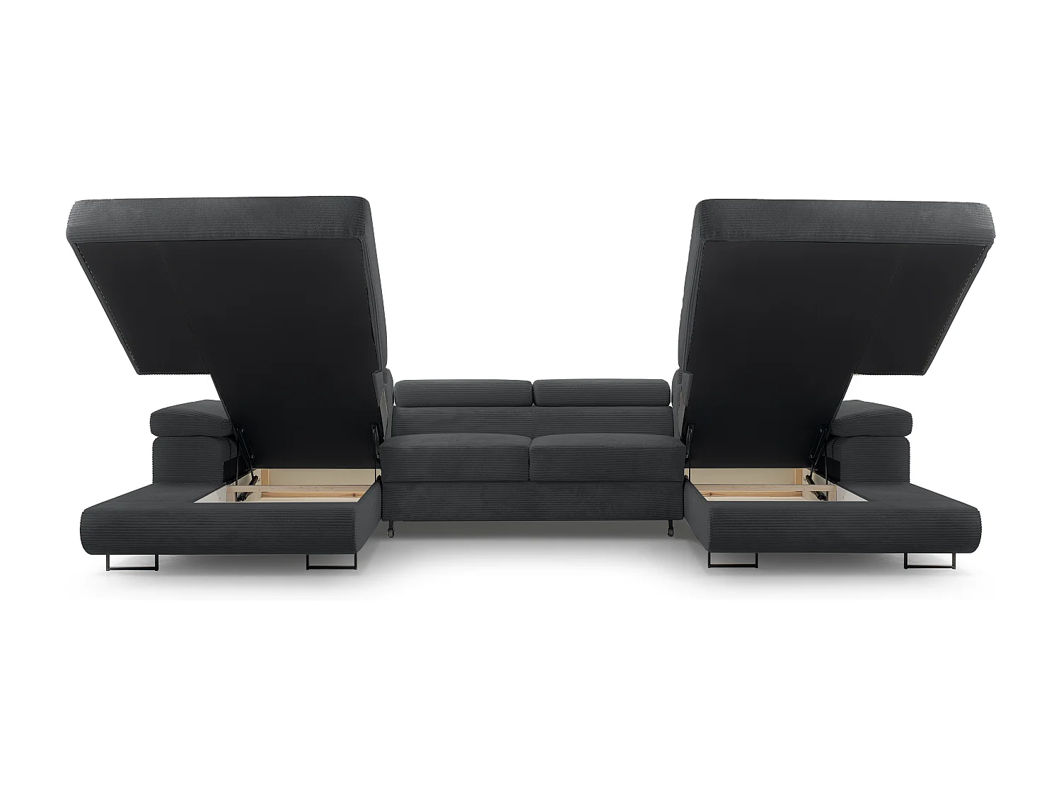 AX LIVING Canapé en U avec fonction lit – Arborio U 352 cm gris foncé