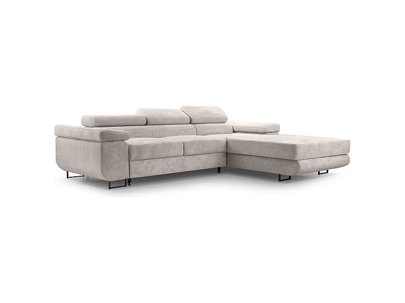 AX LIVING Cord Couch L Form – Arborio Wohnlandschaft 280 cm Zartweiß R