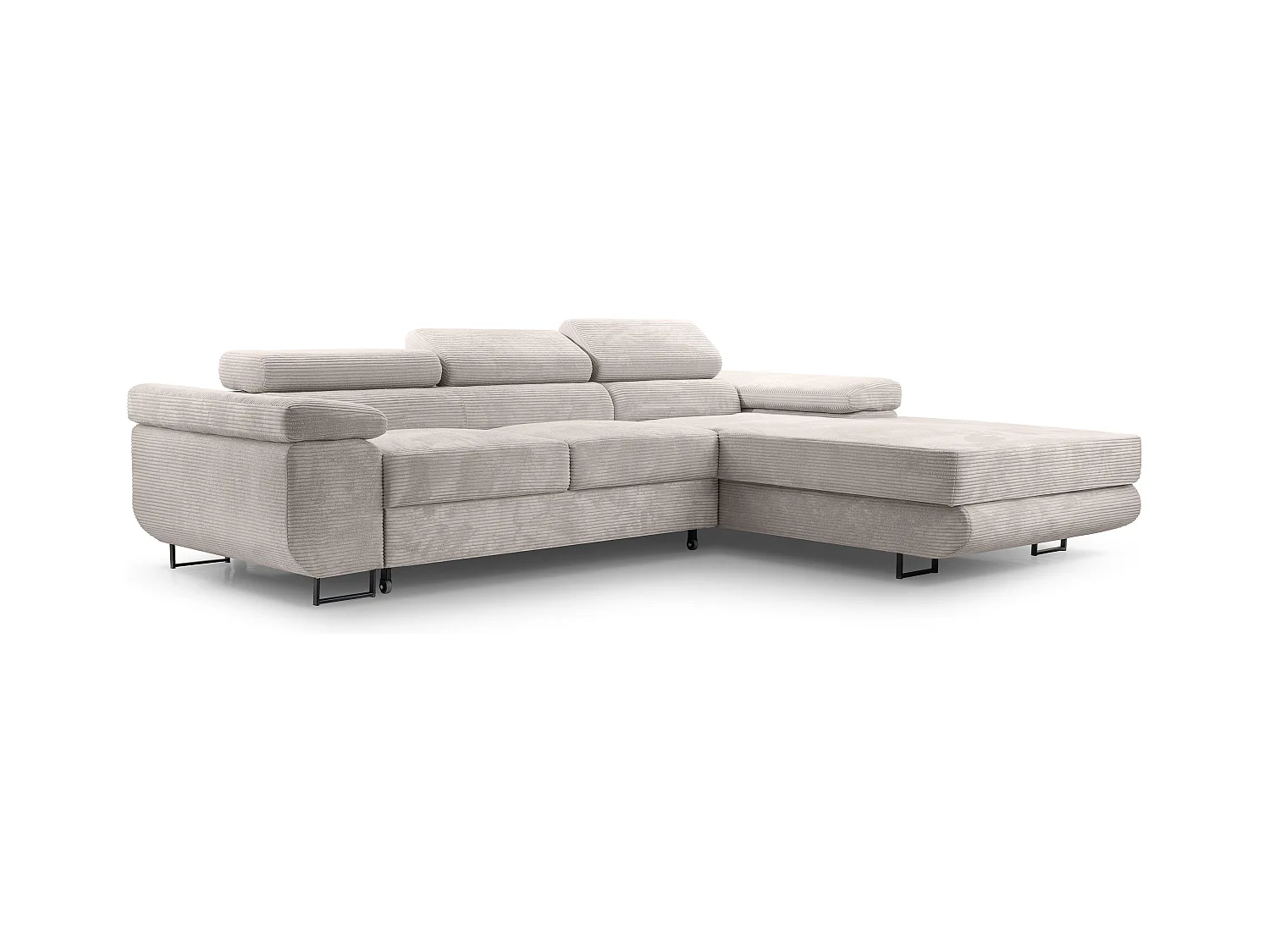 AX LIVING Cord Couch L Form – Arborio Wohnlandschaft 280 cm Zartweiß R