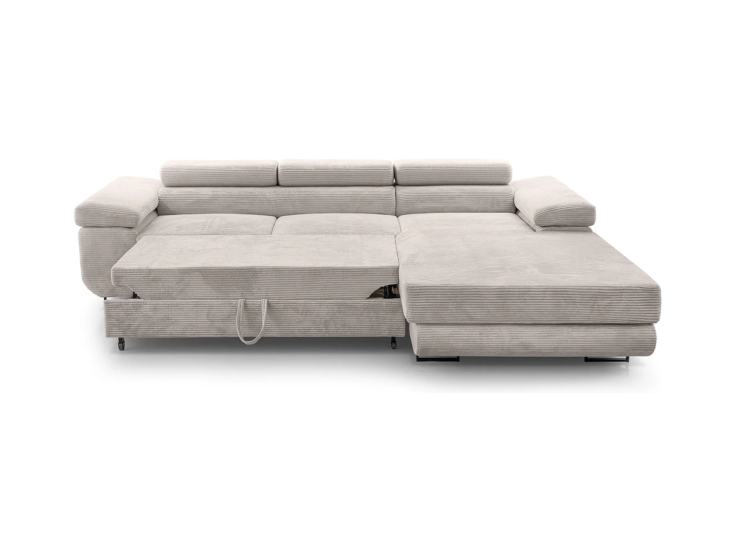 AX LIVING Cord Couch L Form – Arborio Wohnlandschaft 280 cm Zartweiß R