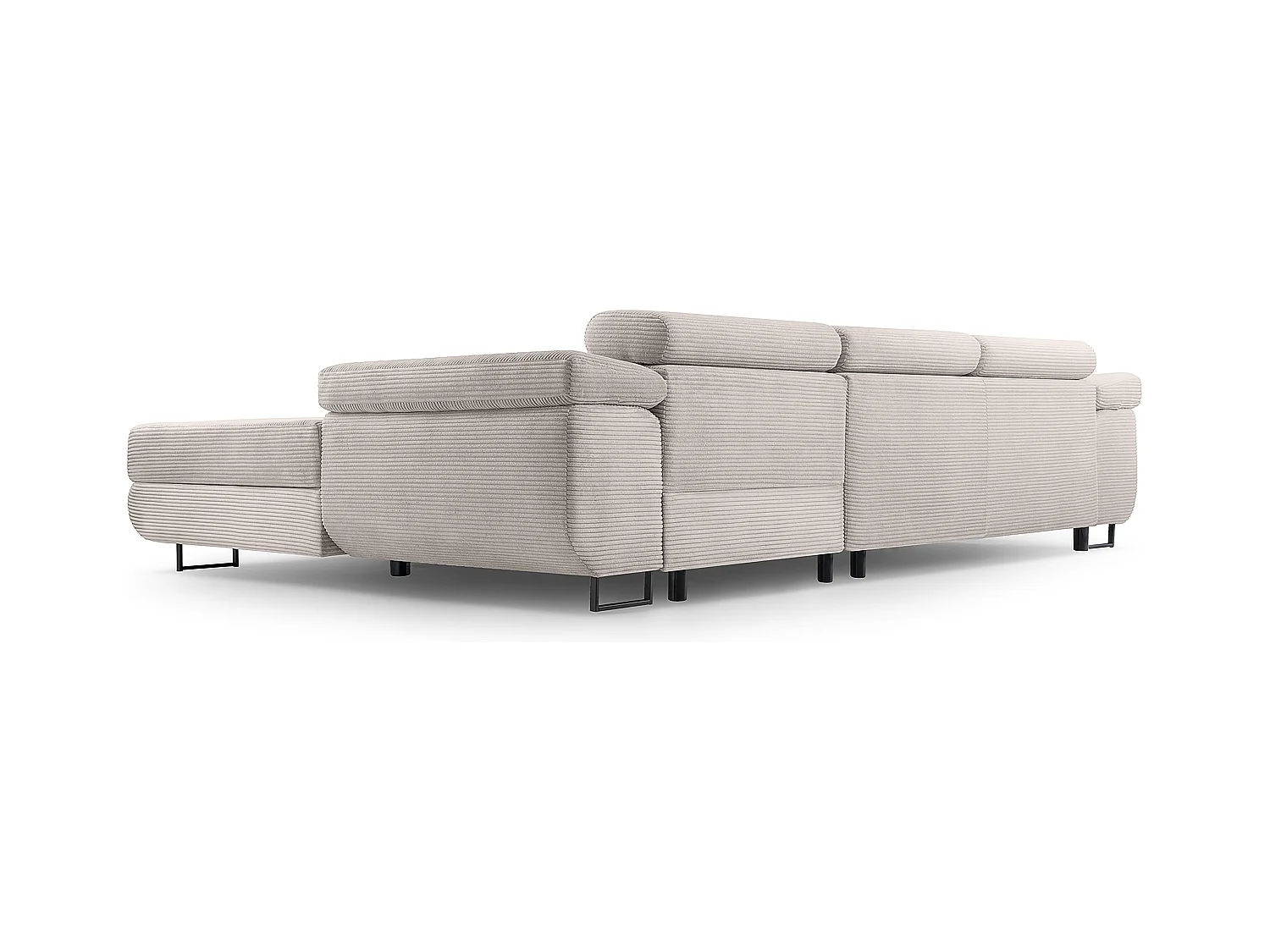 AX LIVING Cord Couch L Form – Arborio Wohnlandschaft 280 cm Zartweiß R