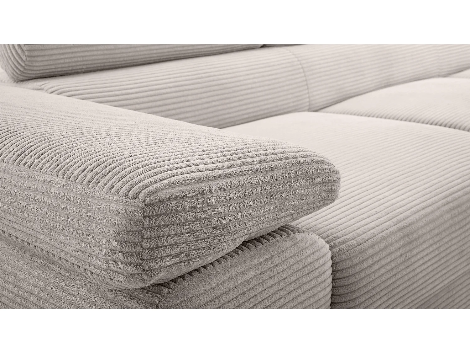 AX LIVING Canapé d’angle en velours côtelé Arborio 280 cm blanc doux D