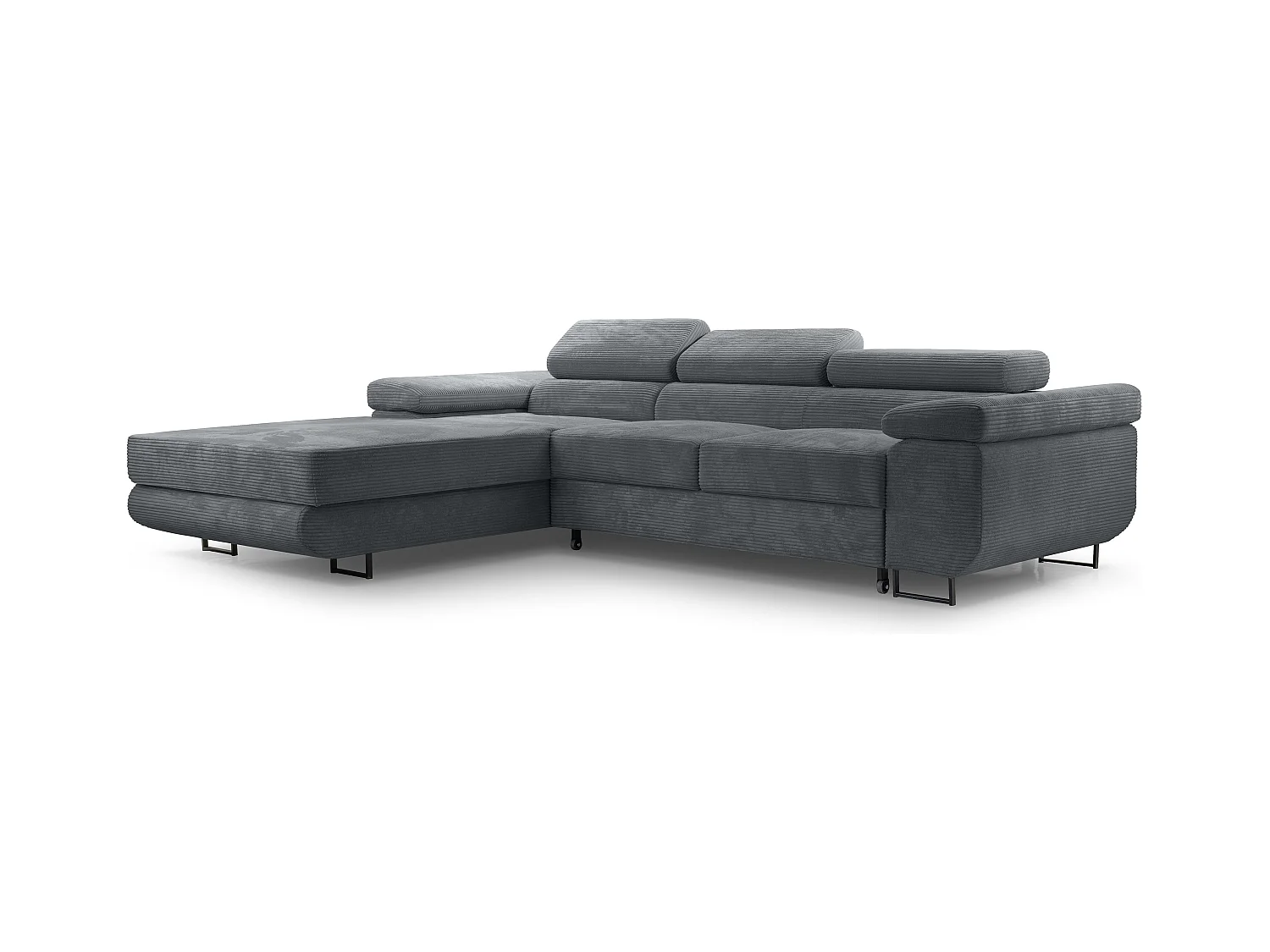 AX LIVING Arborio donkergrijze hoekbank – 280 cm met slaapfunctie L
