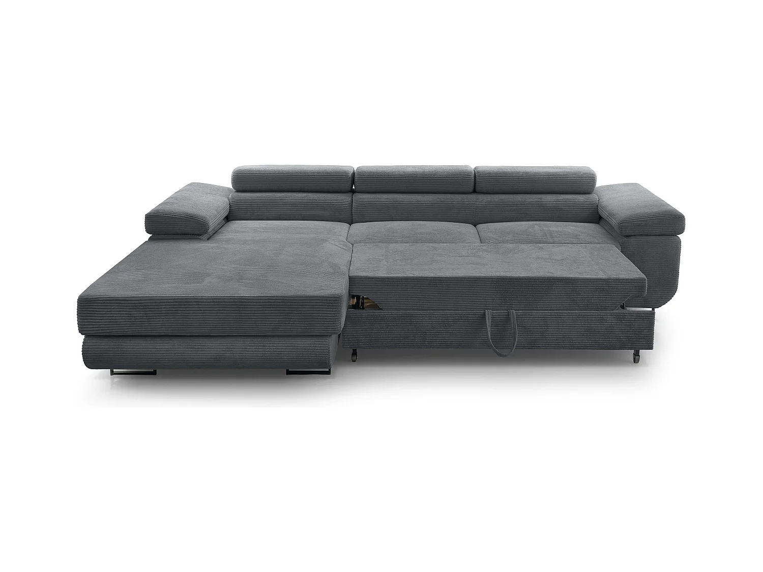 AX LIVING Arborio donkergrijze hoekbank – 280 cm met slaapfunctie L