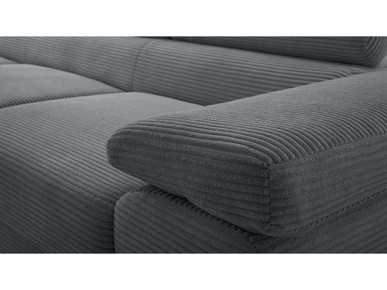 AX LIVING Canapé d’angle en velours côtelé Arborio 280 cm gris foncé G