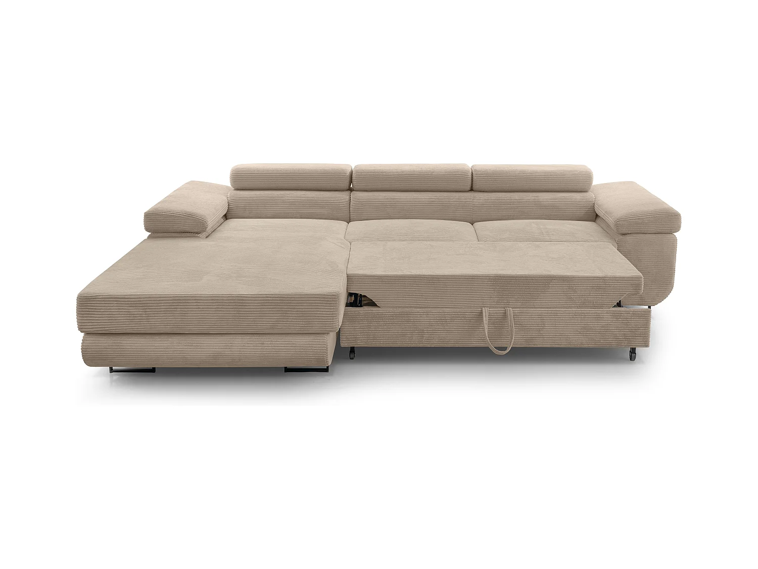 AX LIVING Arborio beige hoekbank 280cm slaapfunctie en opbergruimte L