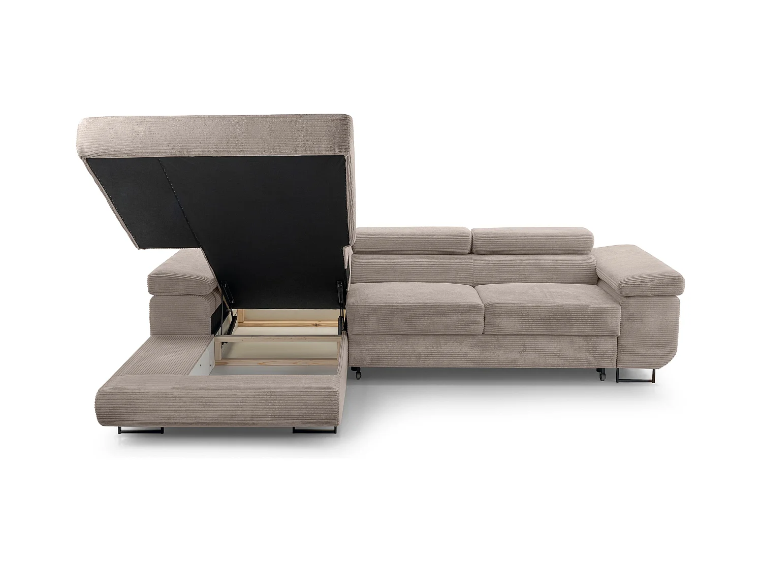 AX LIVING Arborio beige hoekbank 280cm slaapfunctie en opbergruimte L