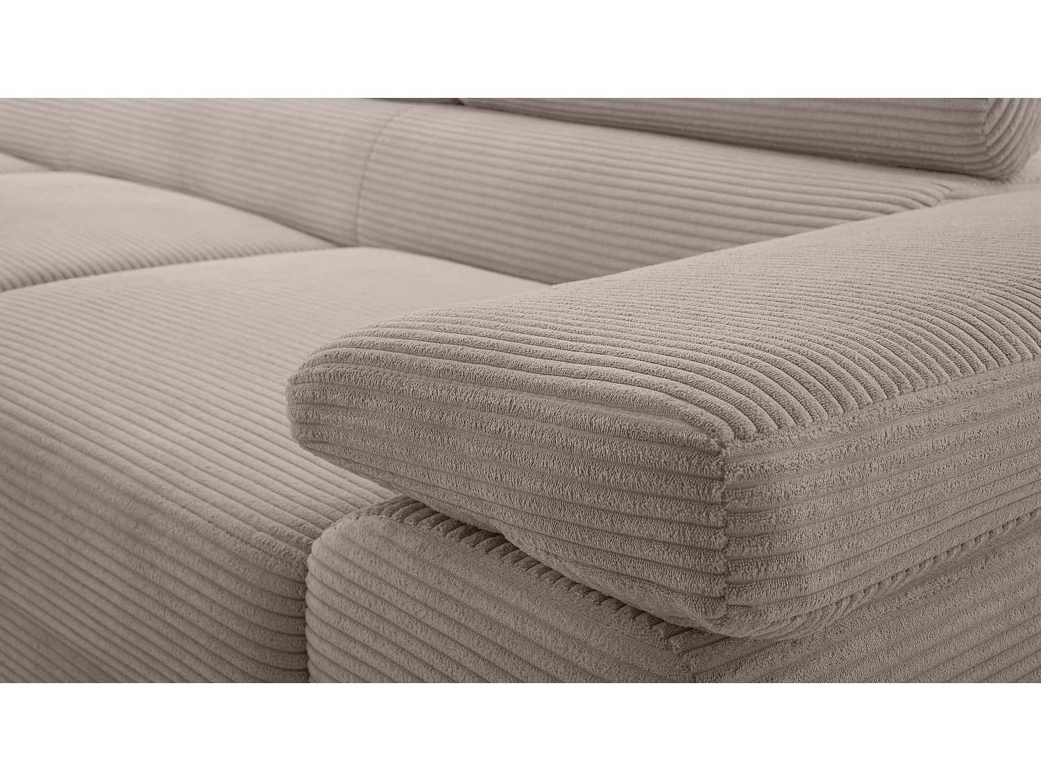 AX LIVING Canapé d’angle en velours côtelé Arborio – 280 cm beige G