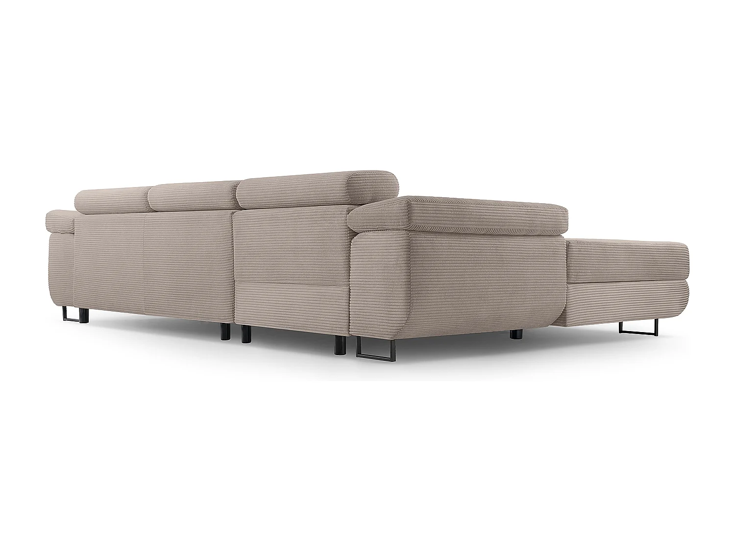 AX LIVING Canapé d’angle en velours côtelé Arborio – 280 cm beige G