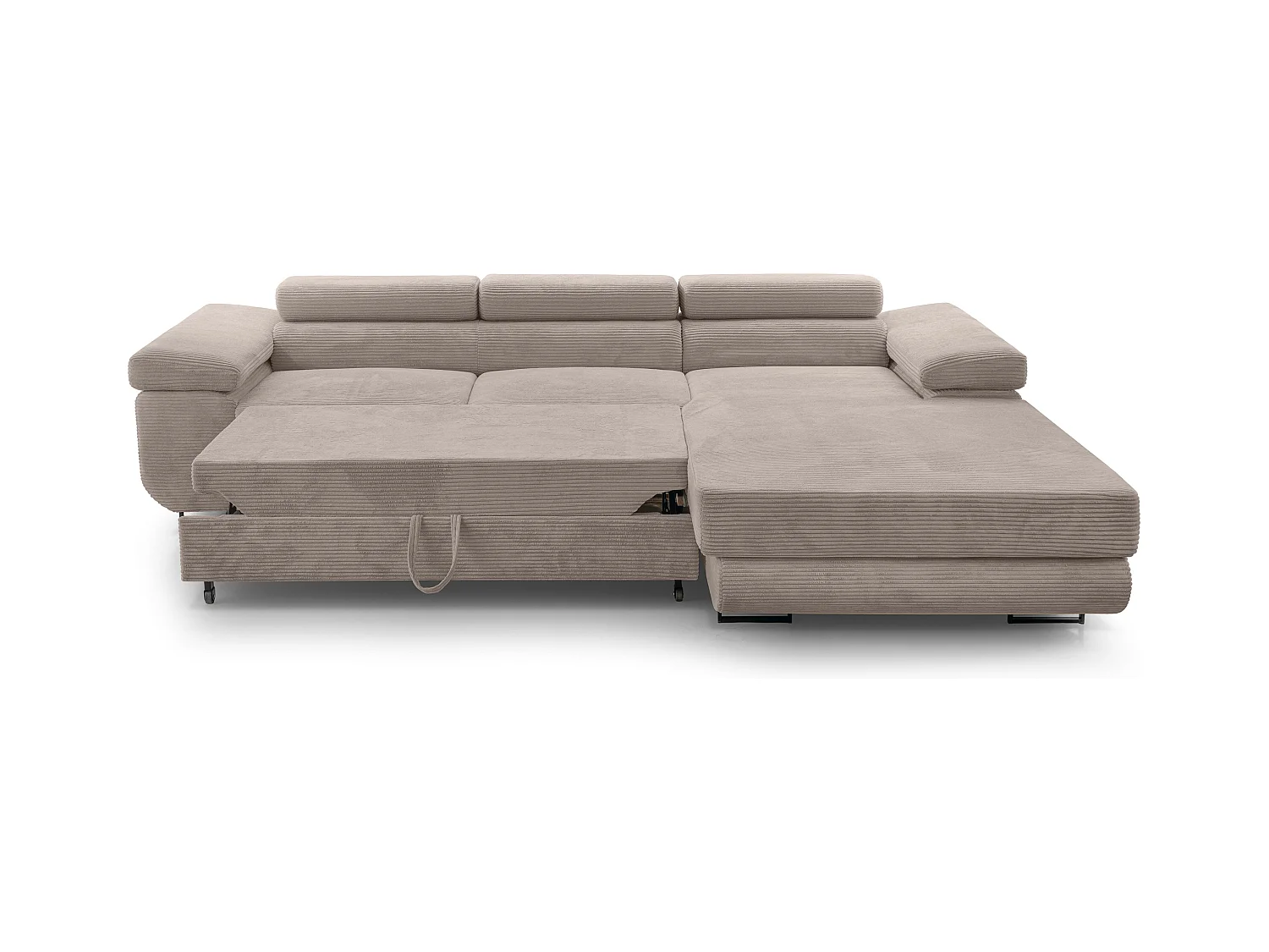 AX LIVING Arborio beige hoekbank 280cm slaapfunctie en opbergruimte R