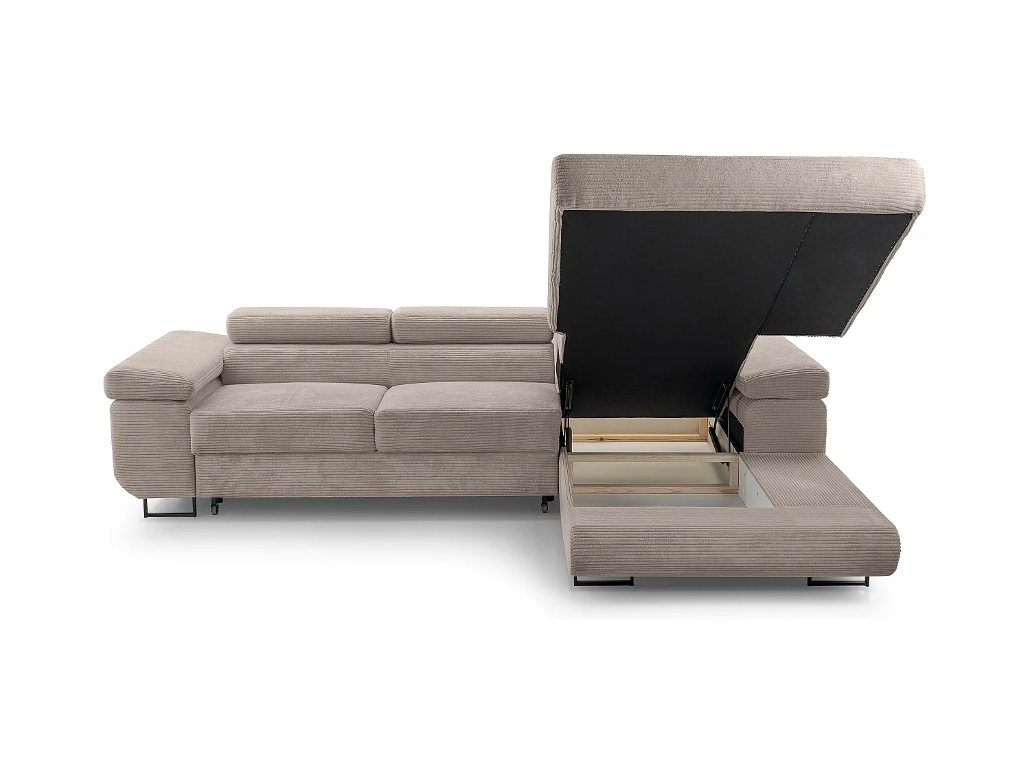 AX LIVING Arborio beige hoekbank 280cm slaapfunctie en opbergruimte R