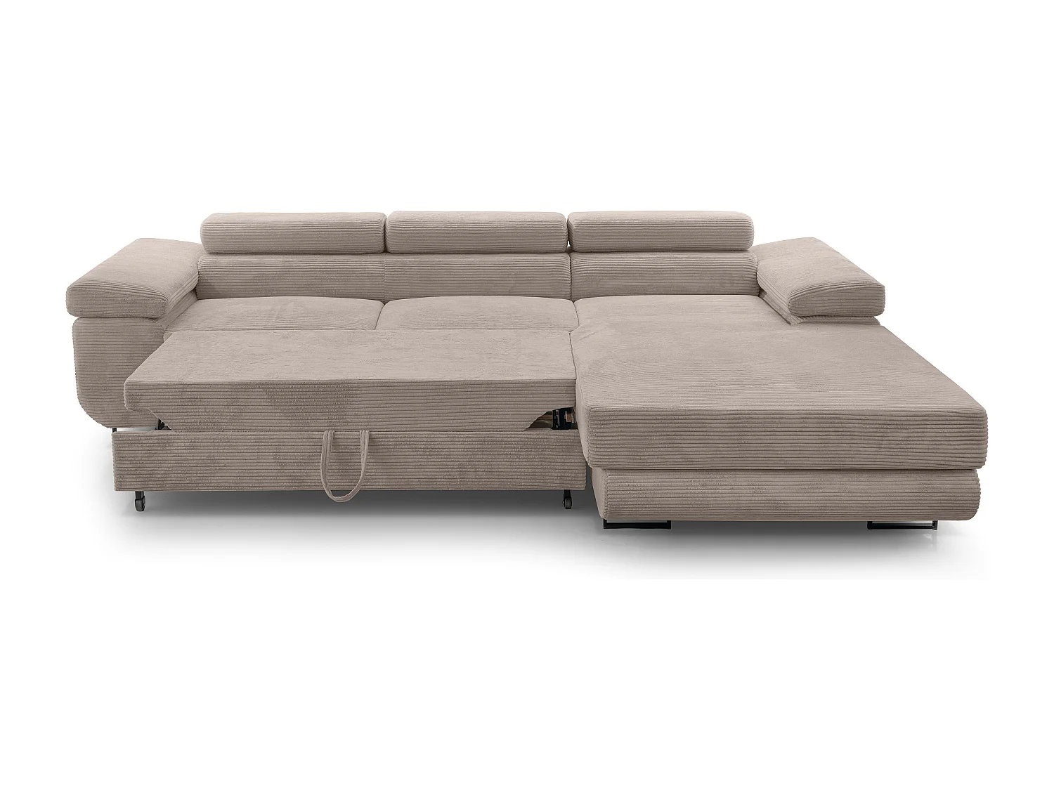 AX LIVING Canapé d’angle en velours côtelé Arborio – 280 cm beige D