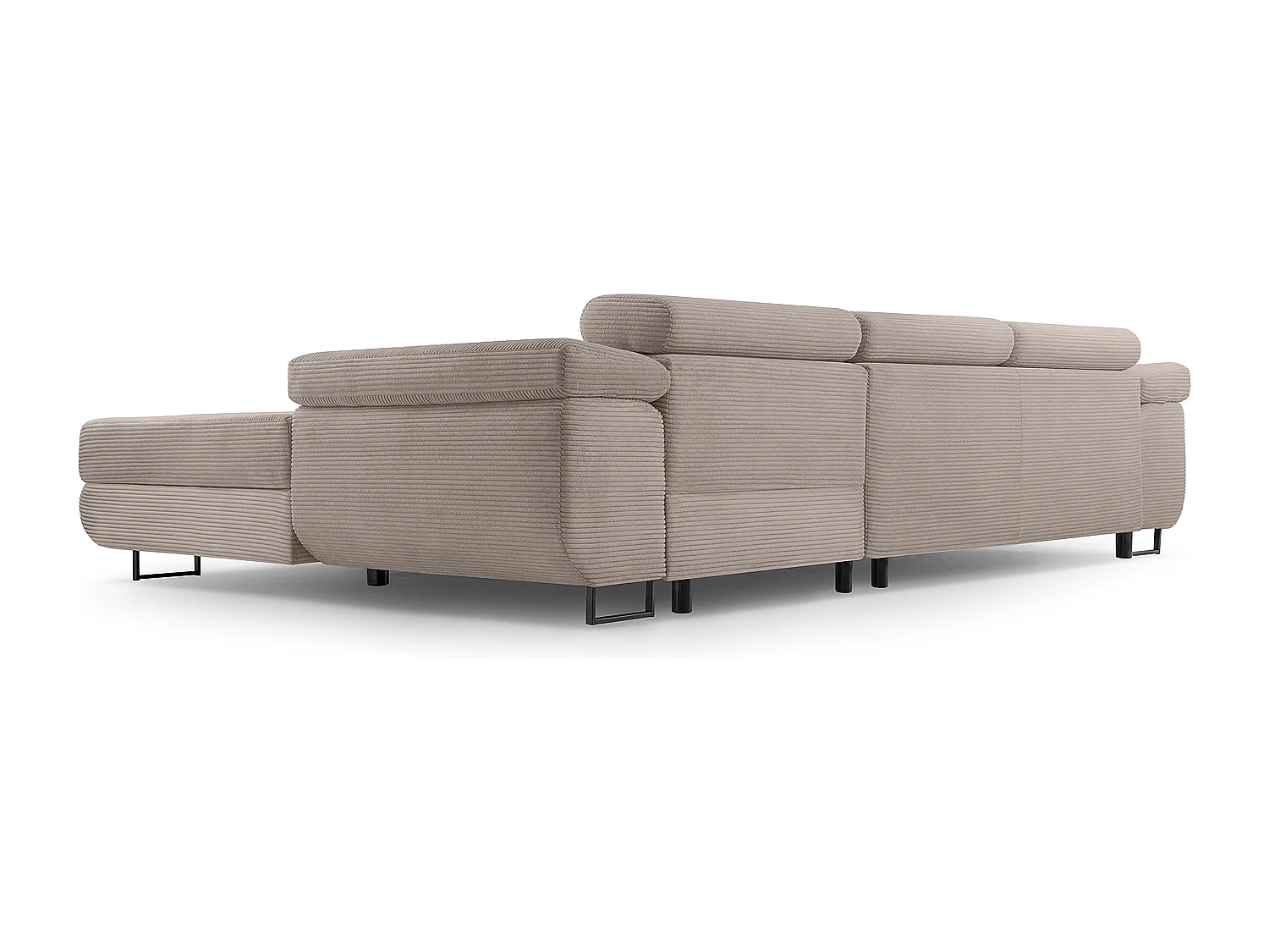 AX LIVING Canapé d’angle en velours côtelé Arborio – 280 cm beige D