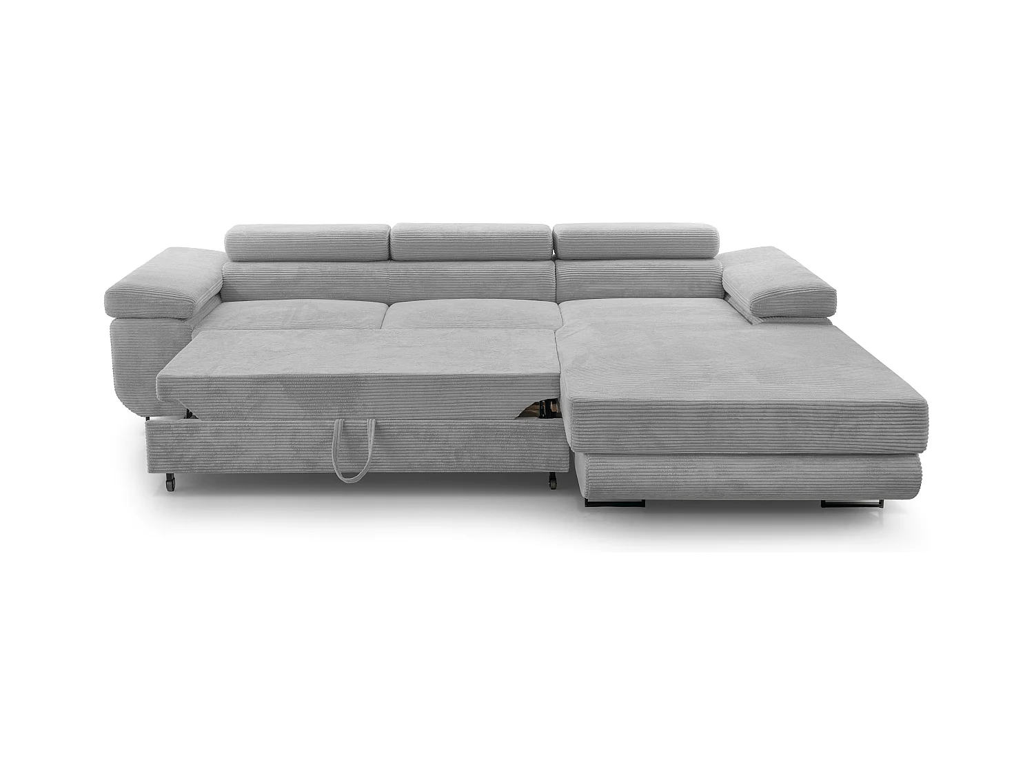 AX LIVING Hellgrau Cord Couch L Form – Arborio Wohnlandschaft 280cm R