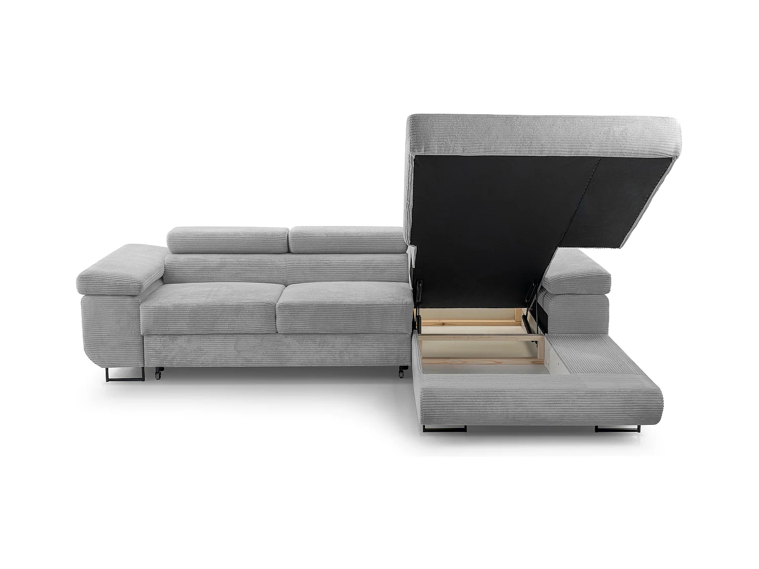 AX LIVING Hellgrau Cord Couch L Form – Arborio Wohnlandschaft 280cm R