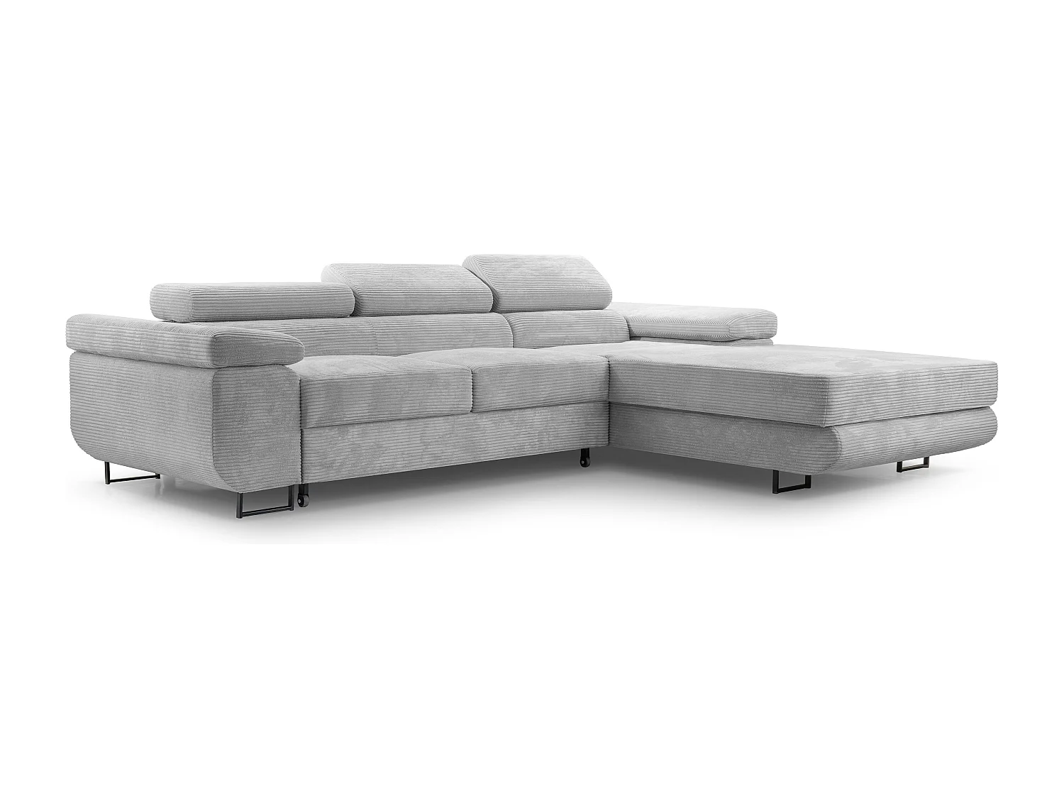 AX LIVING Canapé d’angle en velours côtelé Arborio 280 cm gris clair D