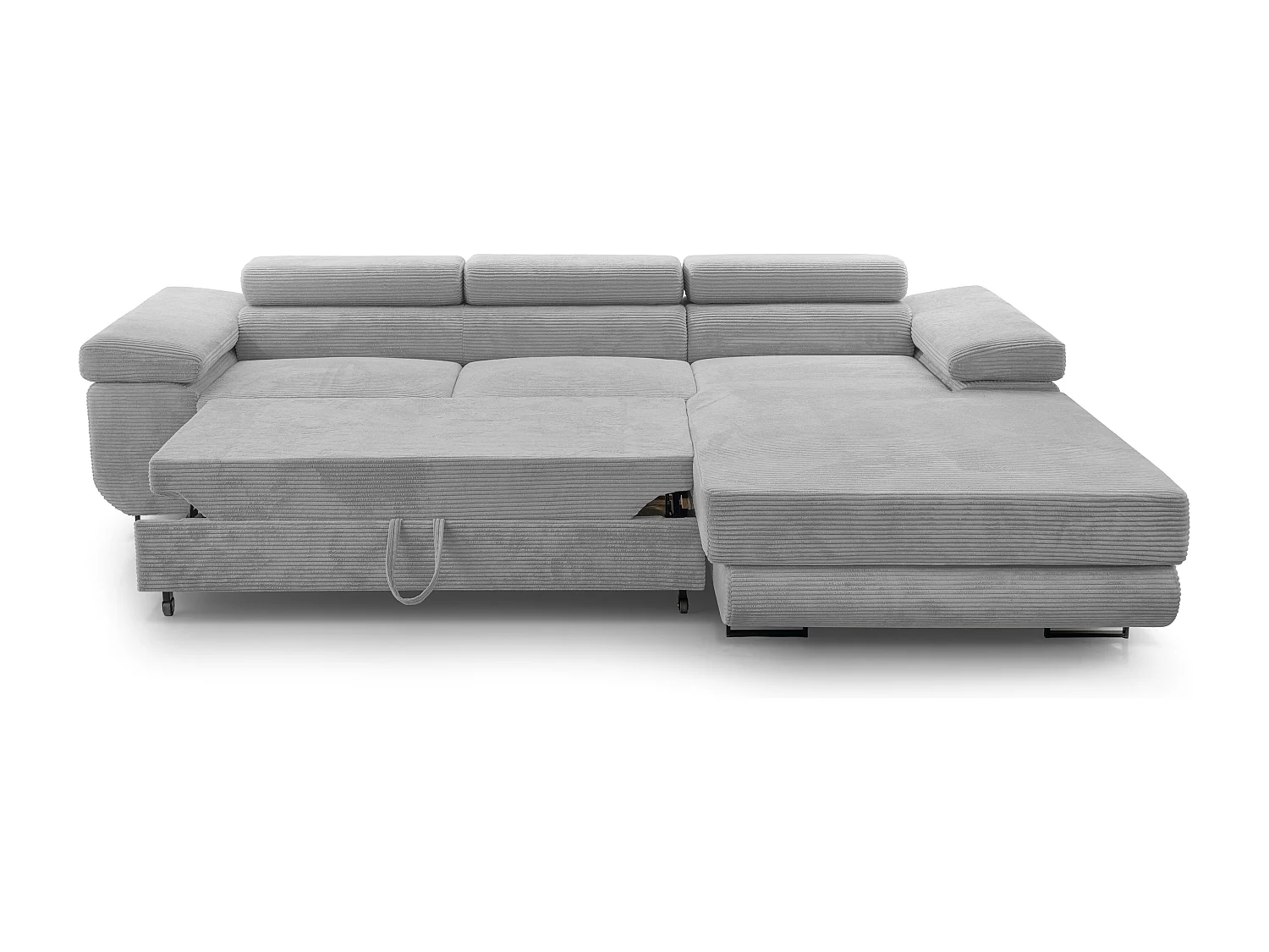 AX LIVING Canapé d’angle en velours côtelé Arborio 280 cm gris clair D