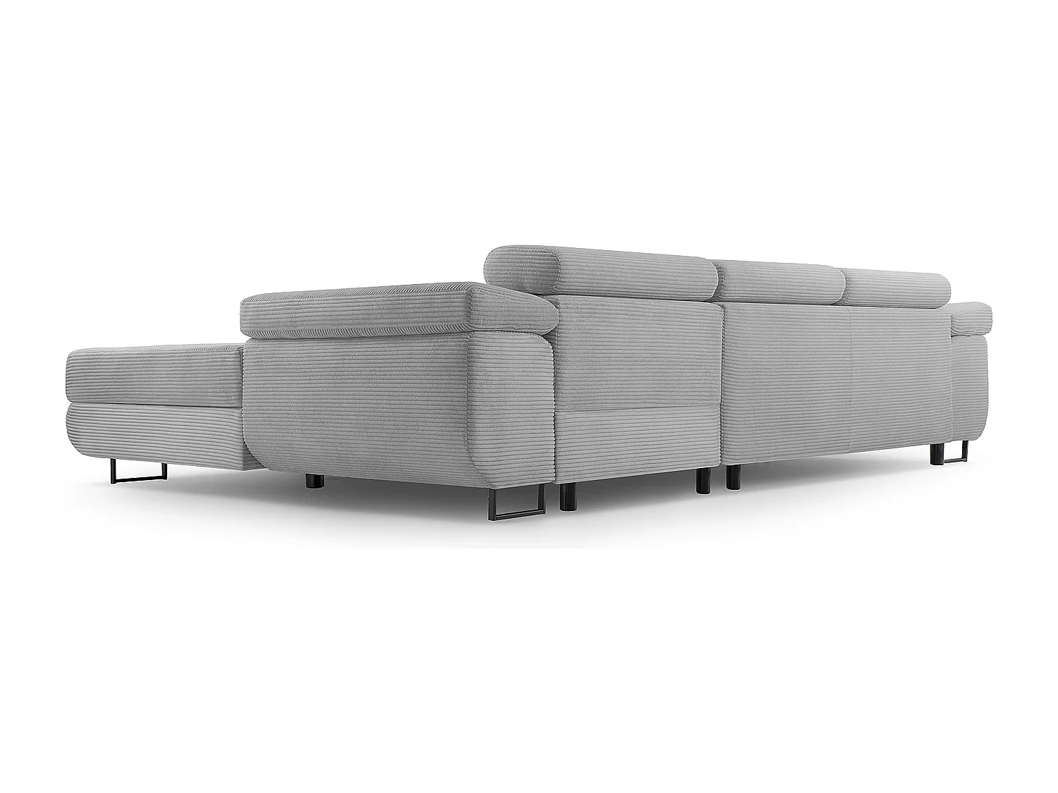 AX LIVING Canapé d’angle en velours côtelé Arborio 280 cm gris clair D