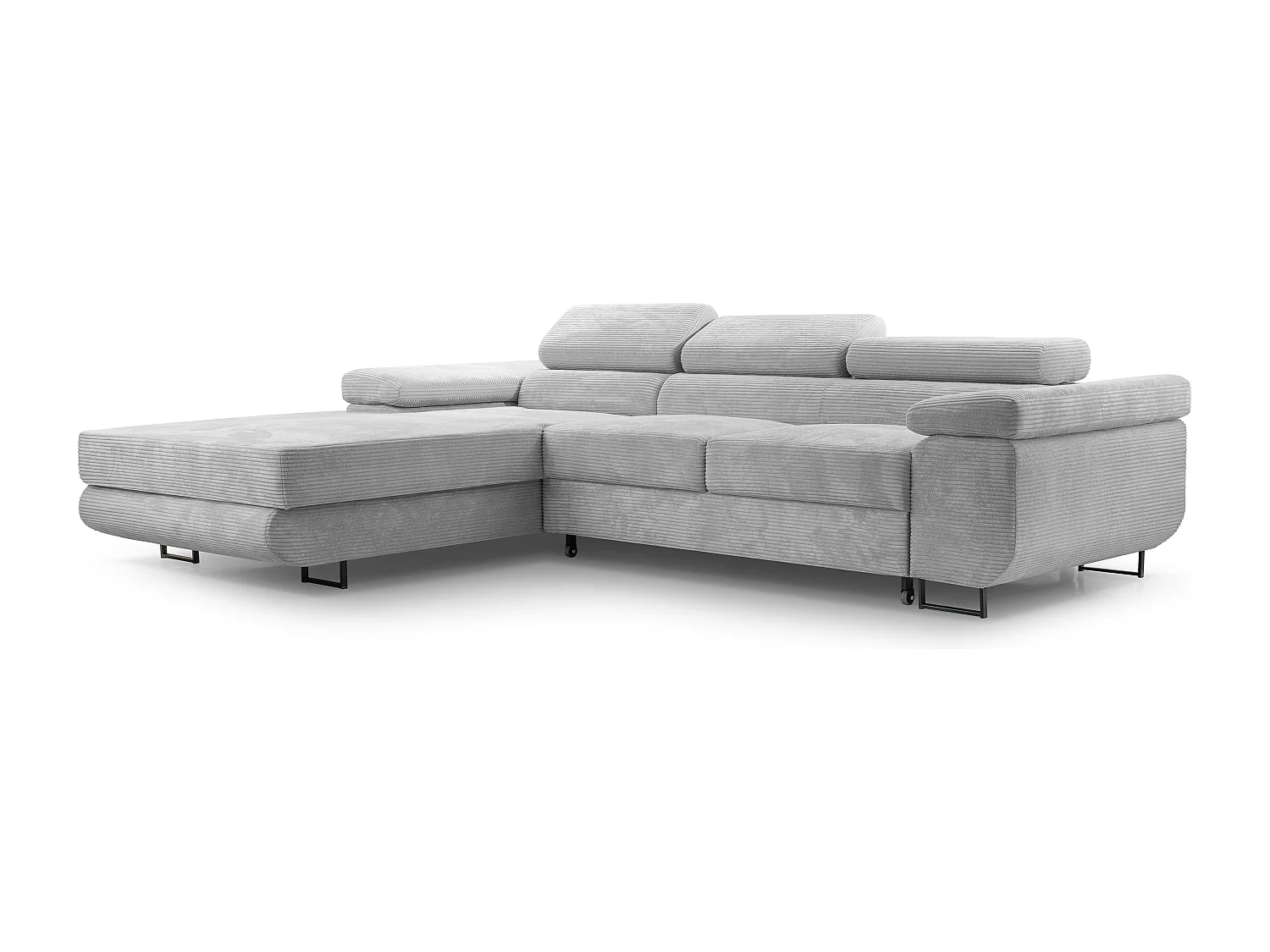 AX LIVING Canapé d’angle en velours côtelé Arborio 280 cm gris clair G