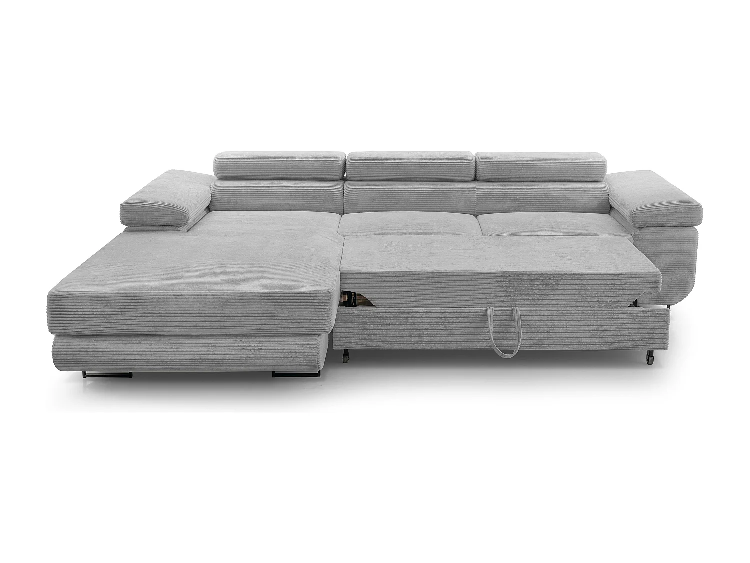 AX LIVING Canapé d’angle en velours côtelé Arborio 280 cm gris clair G