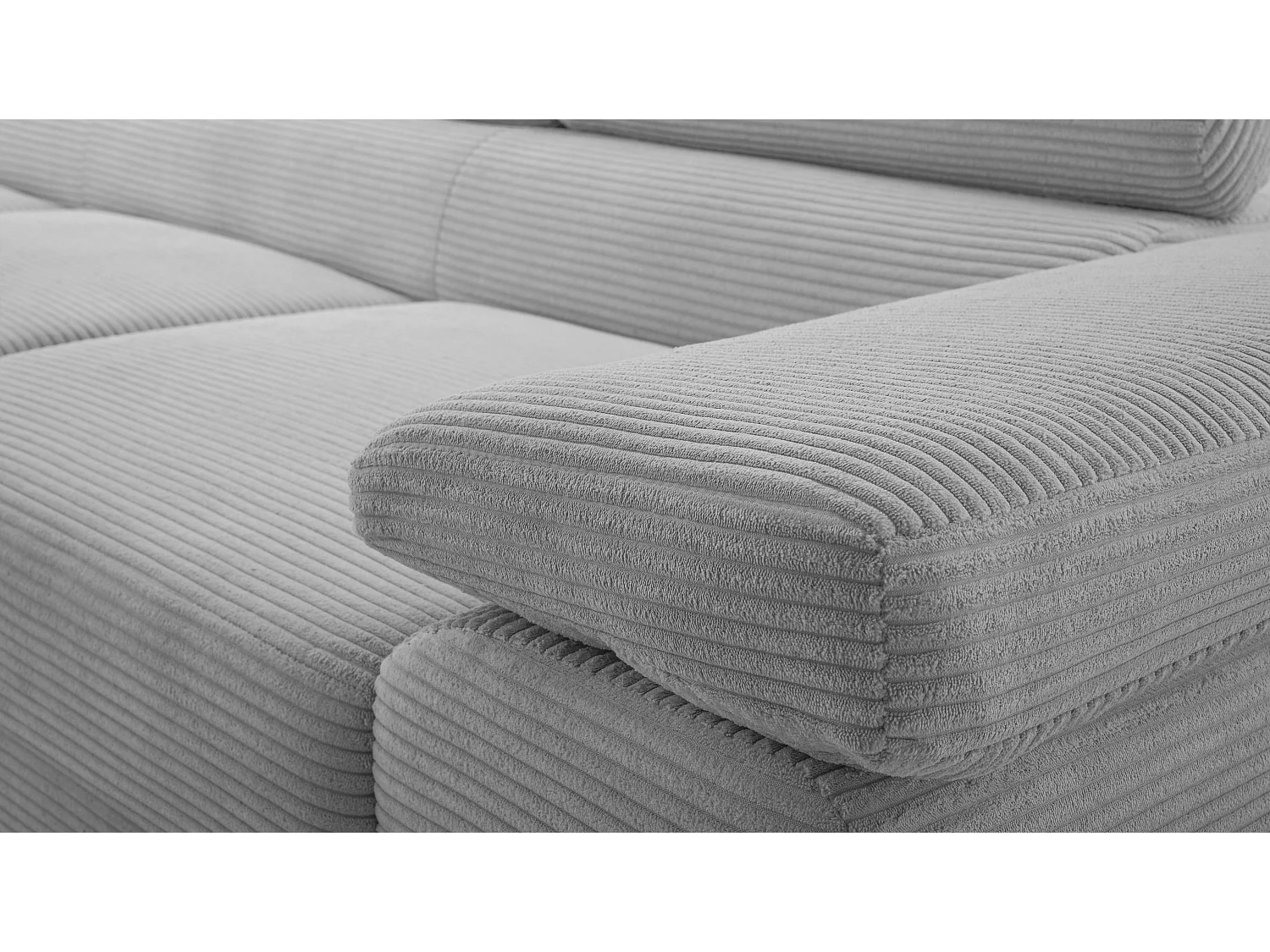 AX LIVING Canapé d’angle en velours côtelé Arborio 280 cm gris clair G