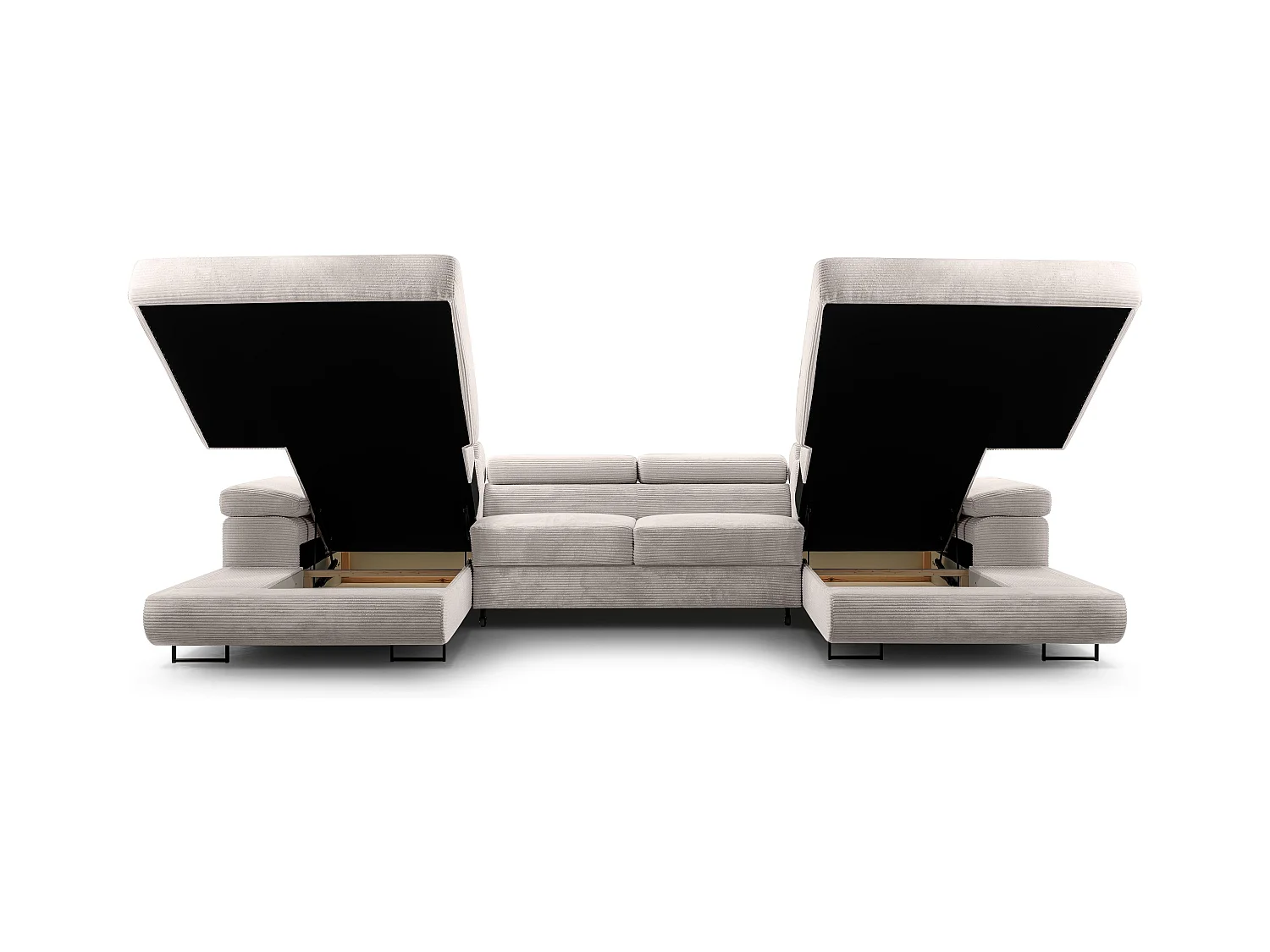 AX LIVING Sofa U Form mit Schlaffunktion – Arborio U 352 cm in Weiß
