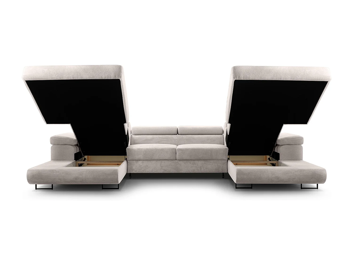 AX LIVING Arborio witte hoekbank – 352 cm slaapfunctie en opbergruimte