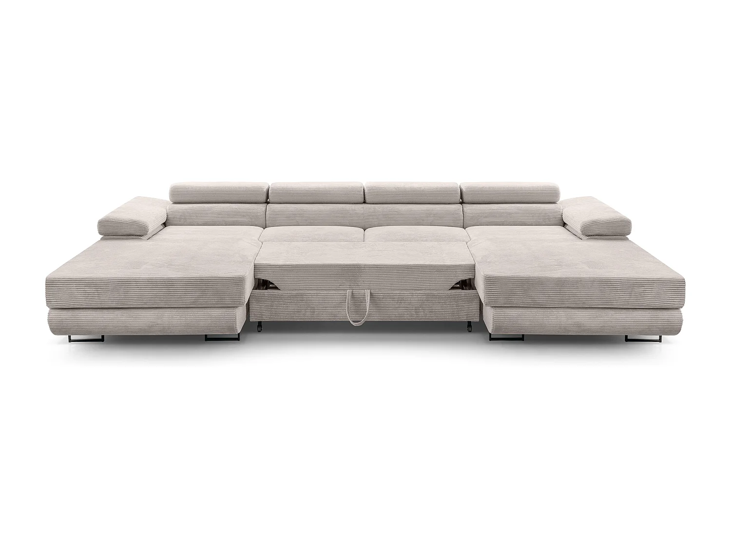 AX LIVING Canapé en U avec fonction lit – Arborio U 352 cm blanc cassé