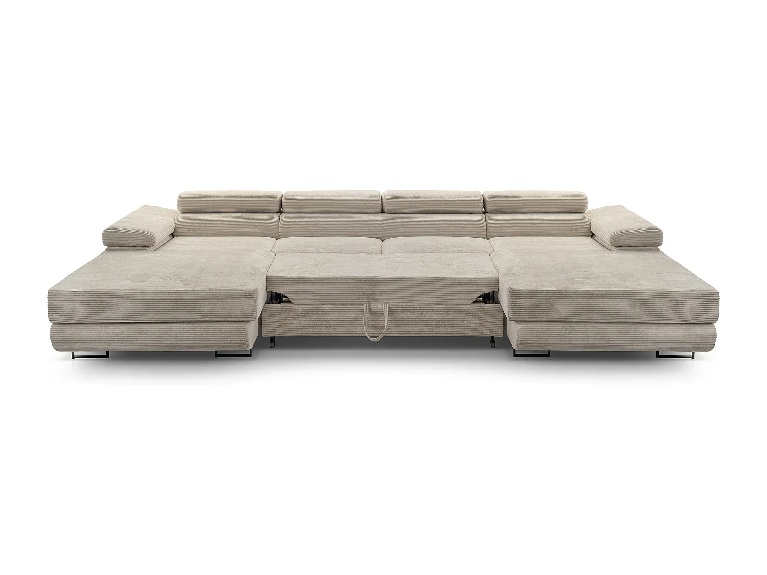 AX LIVING Canapé en U avec fonction lit – Arborio U 352 cm blanc cassé