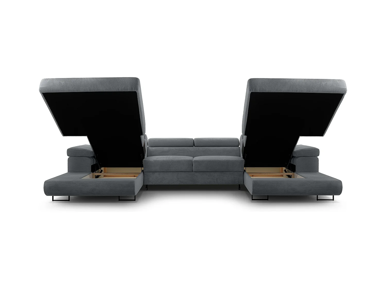 AX LIVING Arborio donkergrijze hoekbank – 352 cm met slaapfunctie