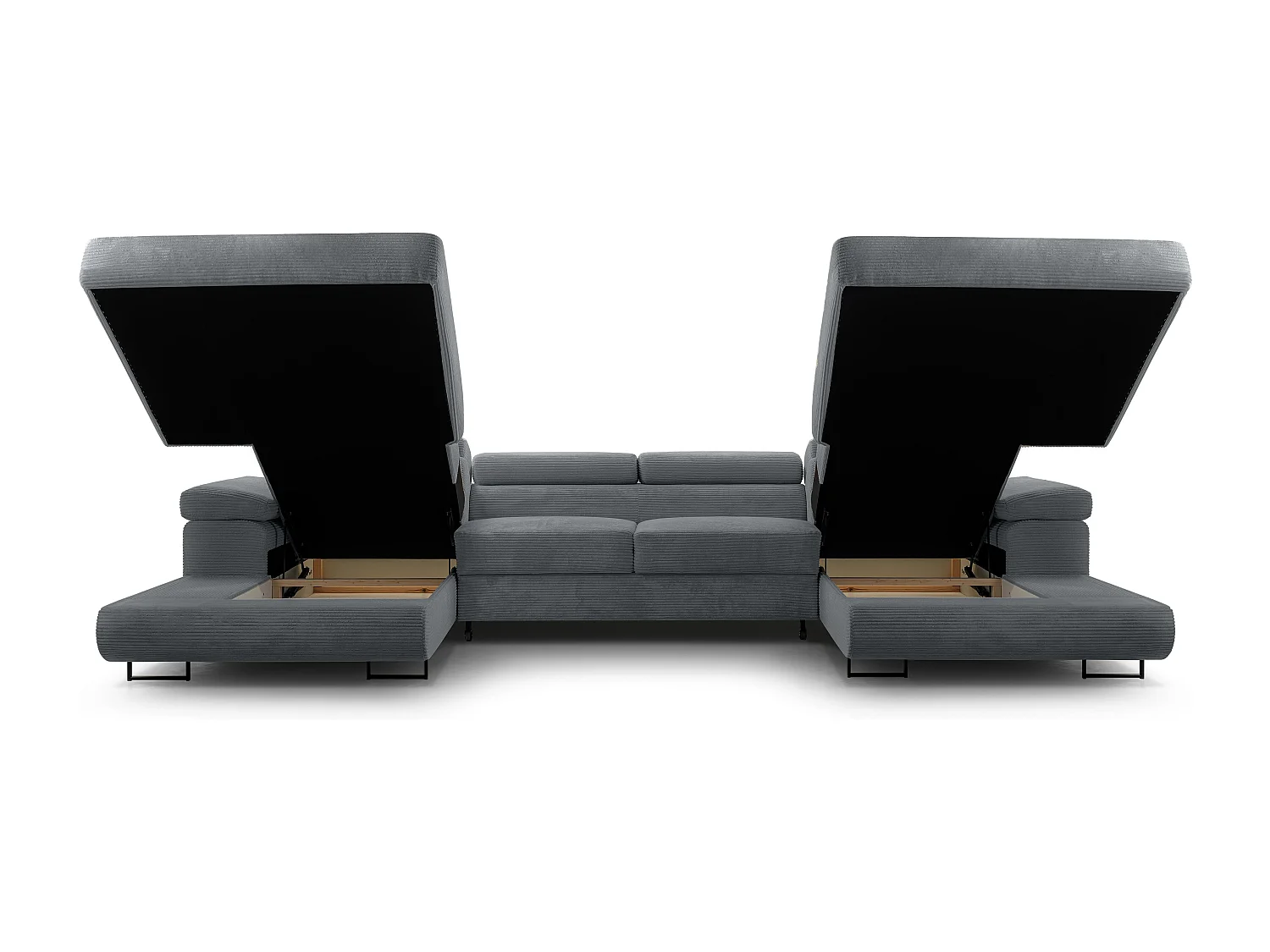 AX LIVING Canapé en U avec fonction lit – Arborio U 352 cm gris foncé