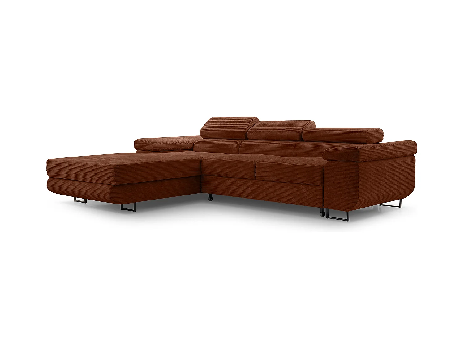 AX LIVING Cord Couch L Form Arborio Wohnlandschaft 280cm Ziegelrot L