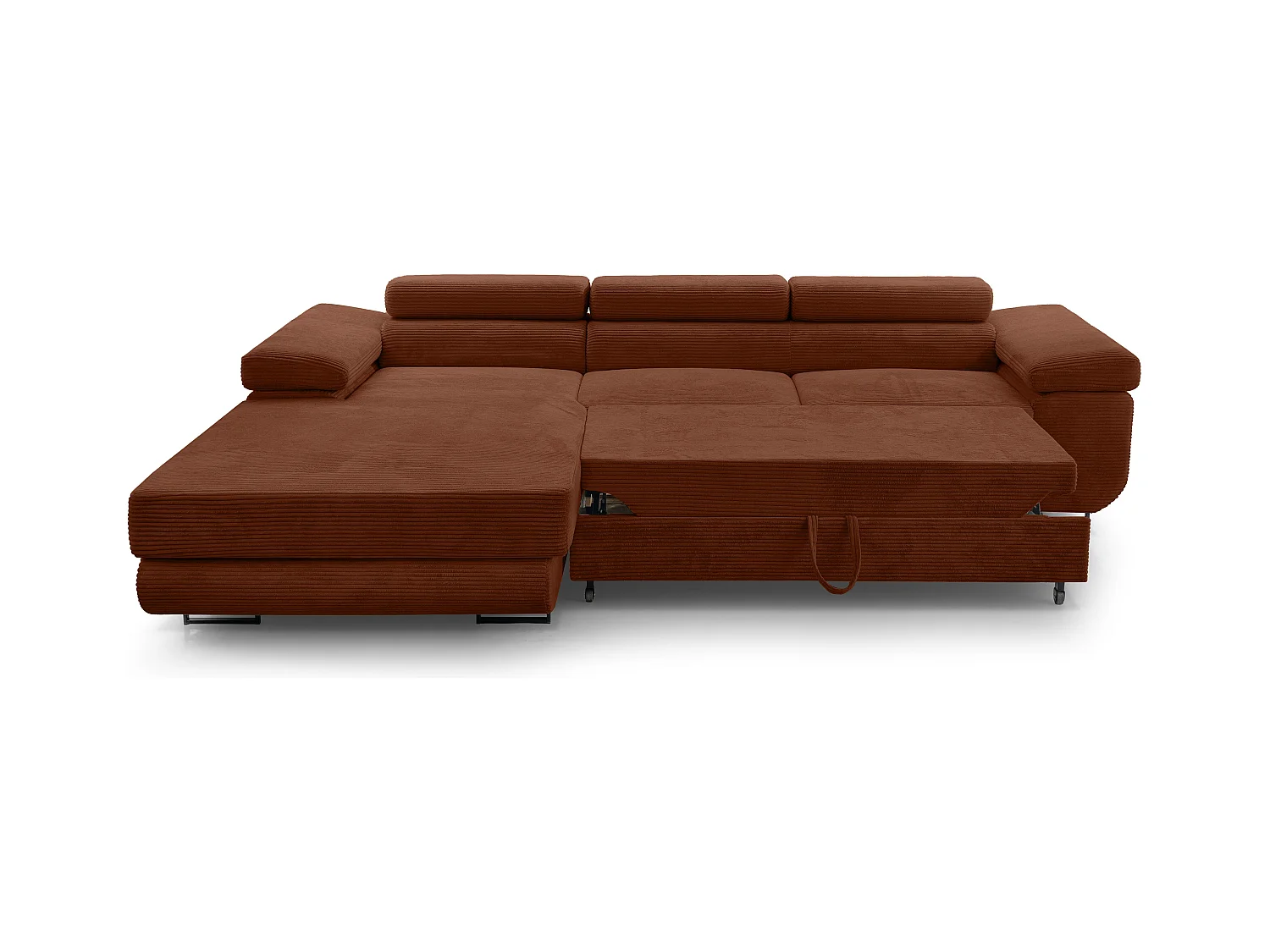 AX LIVING Cord Couch L Form Arborio Wohnlandschaft 280cm Ziegelrot L