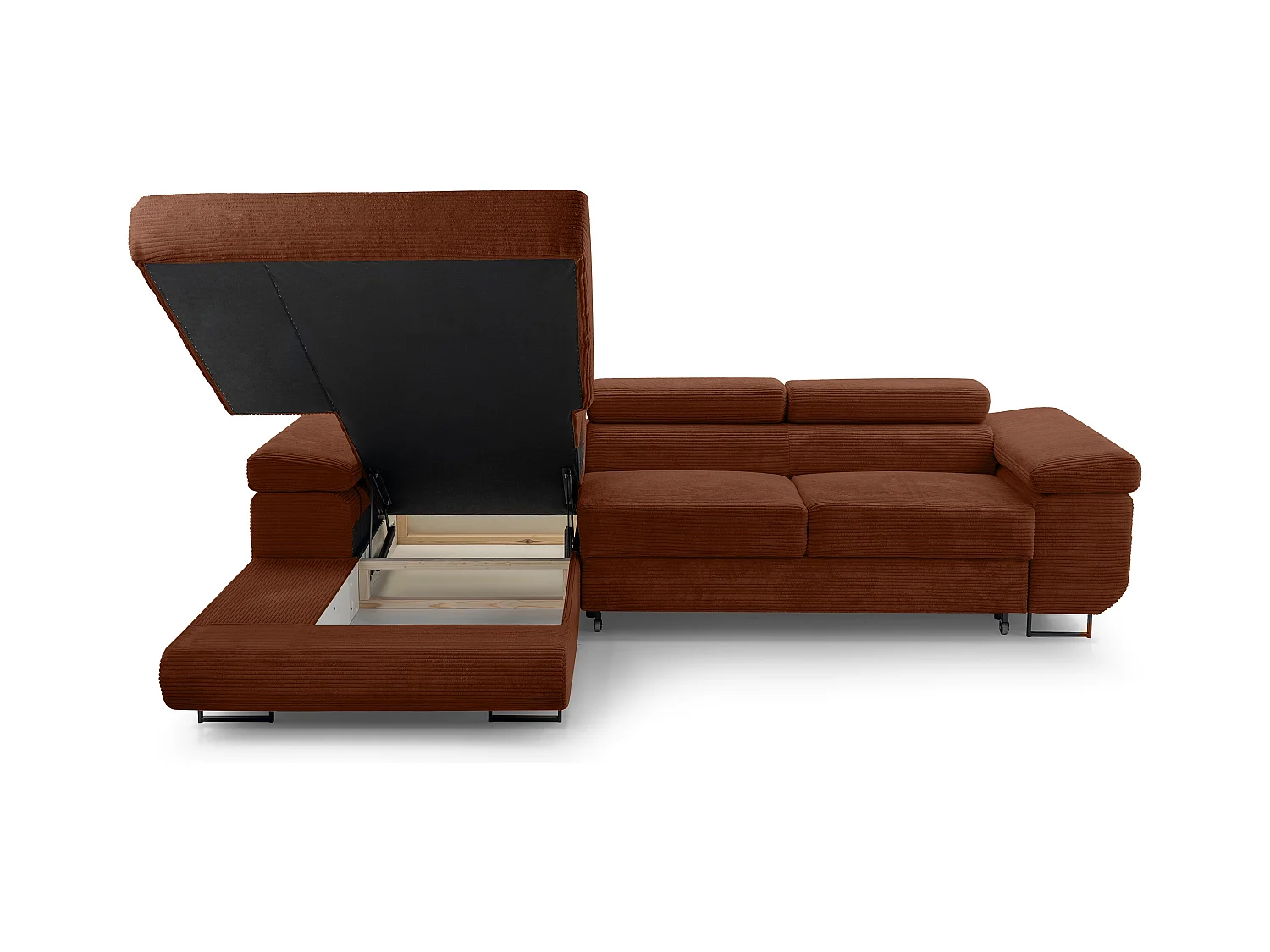 AX LIVING Cord Couch L Form Arborio Wohnlandschaft 280cm Ziegelrot L