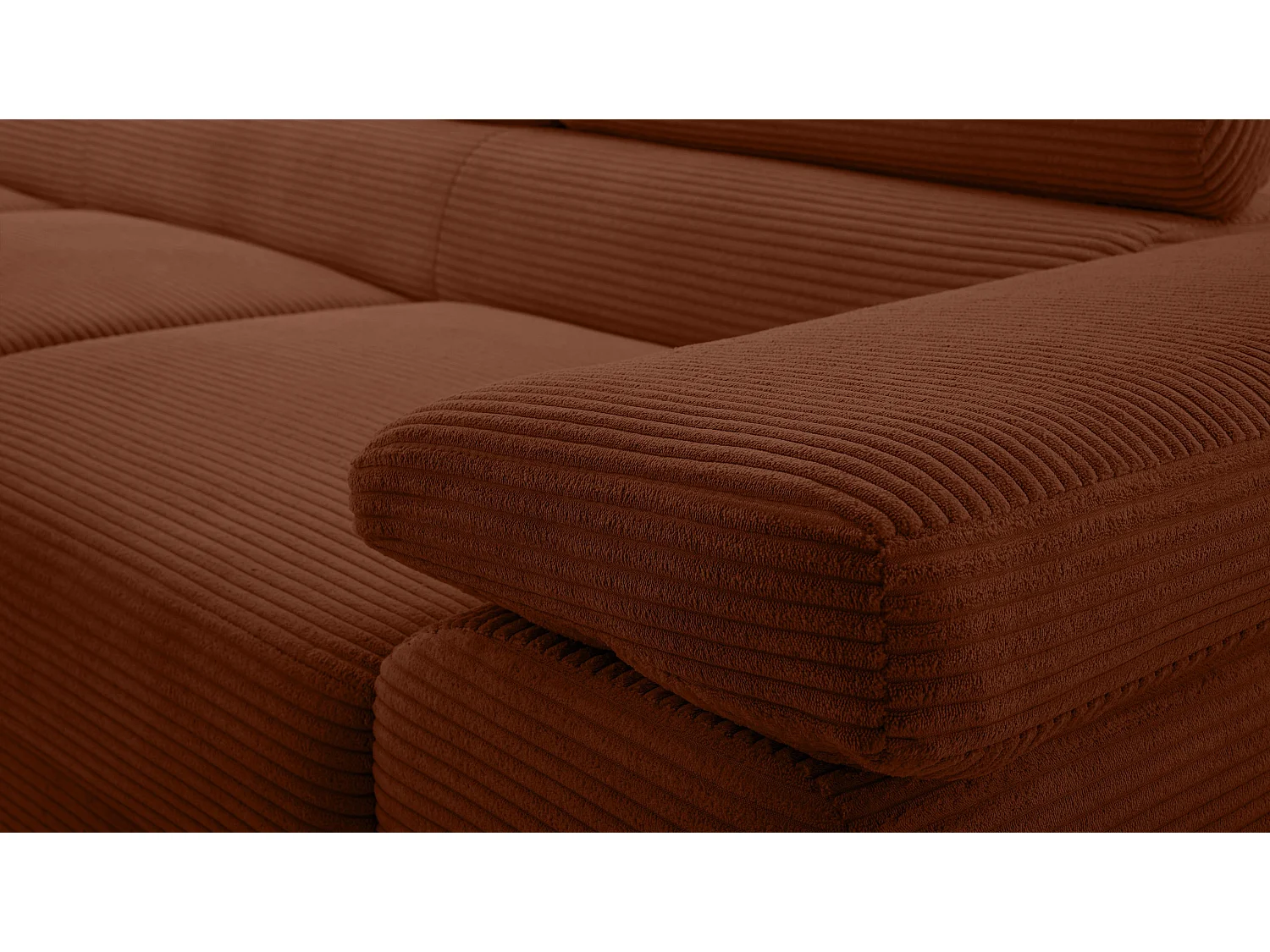 AX LIVING Canapé d’angle en velours côtelé Arborio 280 rouge brique G