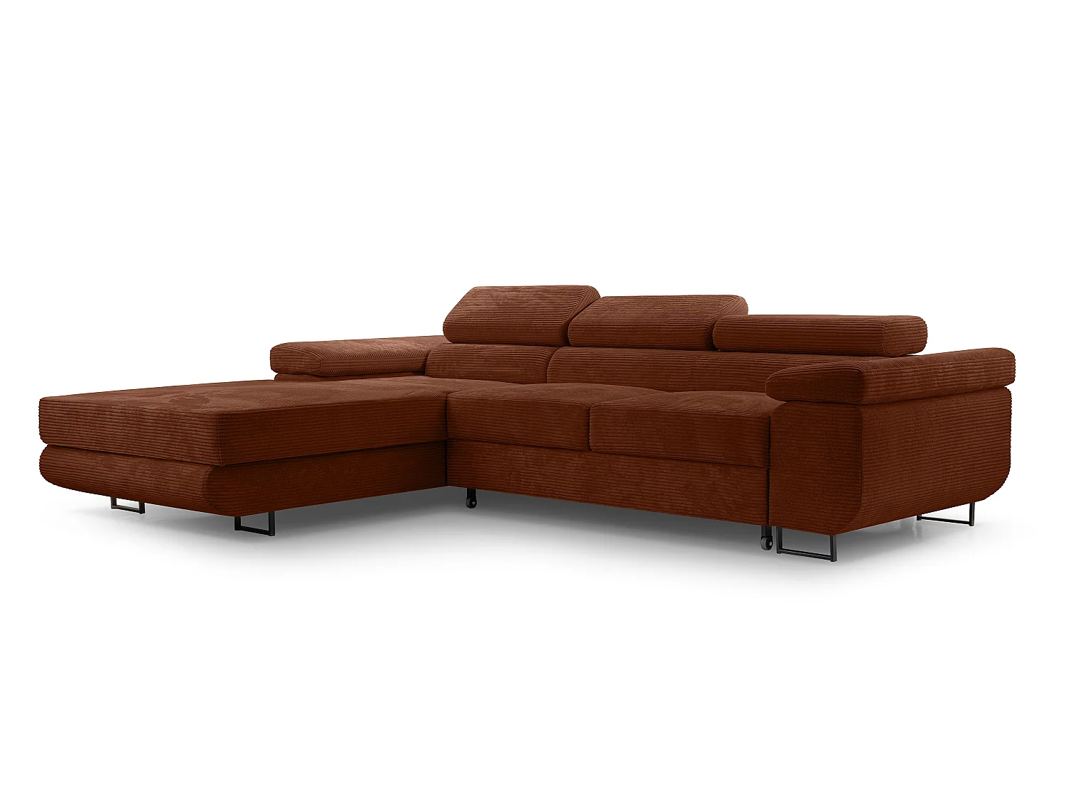 AX LIVING Canapé d’angle en velours côtelé Arborio 280 rouge brique G