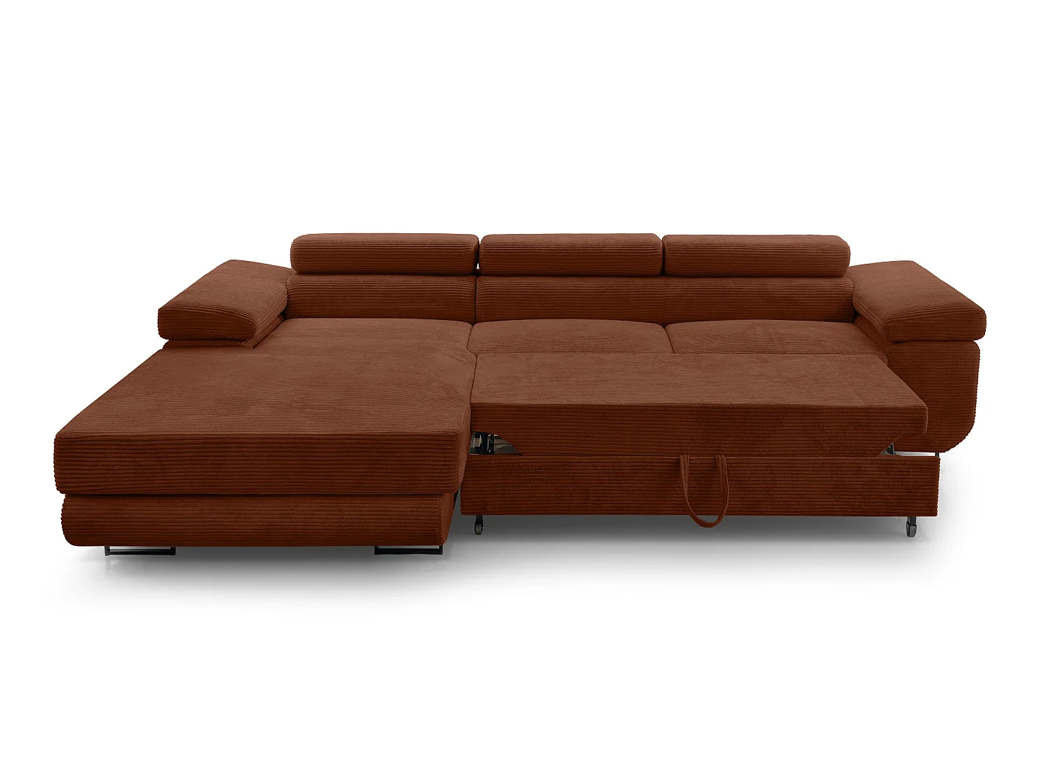 AX LIVING Canapé d’angle en velours côtelé Arborio 280 rouge brique G