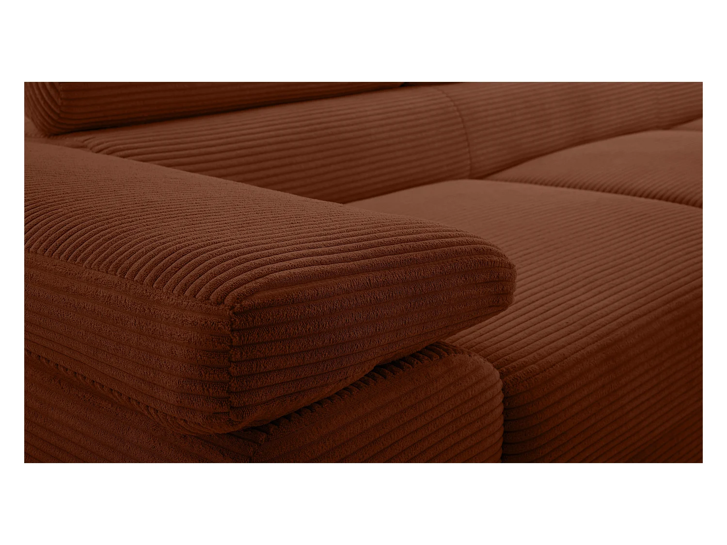 AX LIVING Arborio hoekbank in baksteenrood – 280 cm met slaapfunctie R