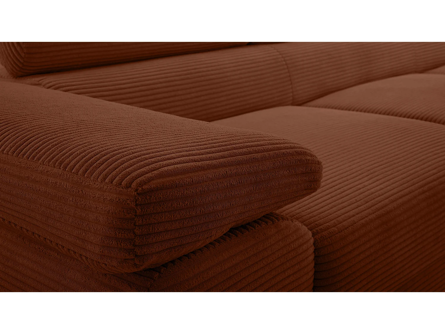 AX LIVING Canapé d’angle en velours côtelé Arborio 280 rouge brique D