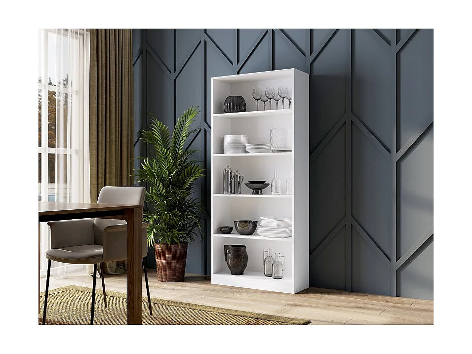 Regał Onyx R80 | Biały |  80x30x182 cm| Regał na Książki