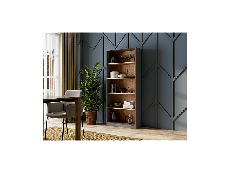 Regał Onyx R80| Antracyt/Artisan | 80x30x182 cm | Regał na Książki