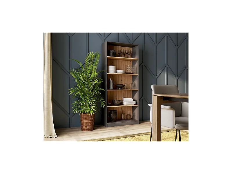 Regał Onyx R80| Antracyt/Artisan | 80x30x182 cm | Regał na Książki