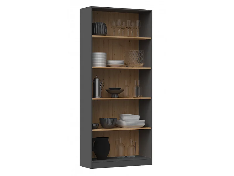 Regał Onyx R80| Antracyt/Artisan | 80x30x182 cm | Regał na Książki