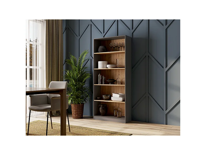 Regał Onyx R80| Antracyt/Artisan | 80x30x182 cm | Regał na Książki