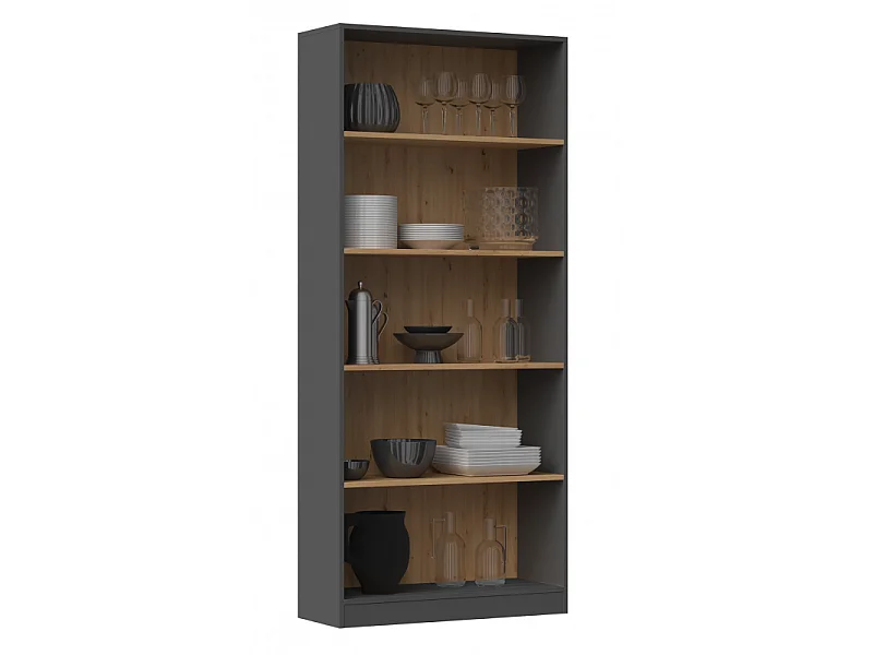 Regał Onyx R80| Antracyt/Artisan | 80x30x182 cm | Regał na Książki