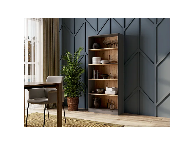 Regał Onyx R80| Antracyt/Artisan | 80x30x182 cm | Regał na Książki