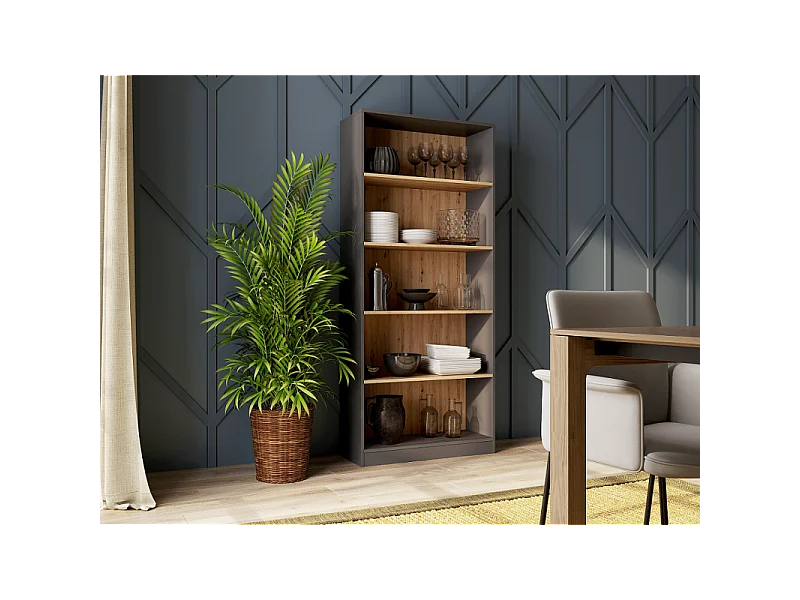 Regał Onyx R80| Antracyt/Artisan | 80x30x182 cm | Regał na Książki