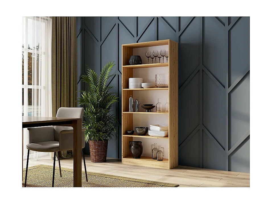 Regał Onyx R80 | Dąb Artisan | 30x80x182 cm | Regał na Książki