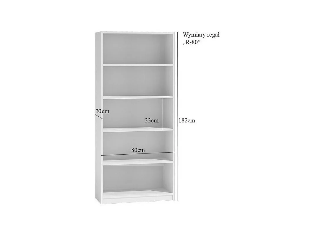 Regał Onyx R80 | Dąb Sonoma |  80x30x182 cm| Regał na Książki